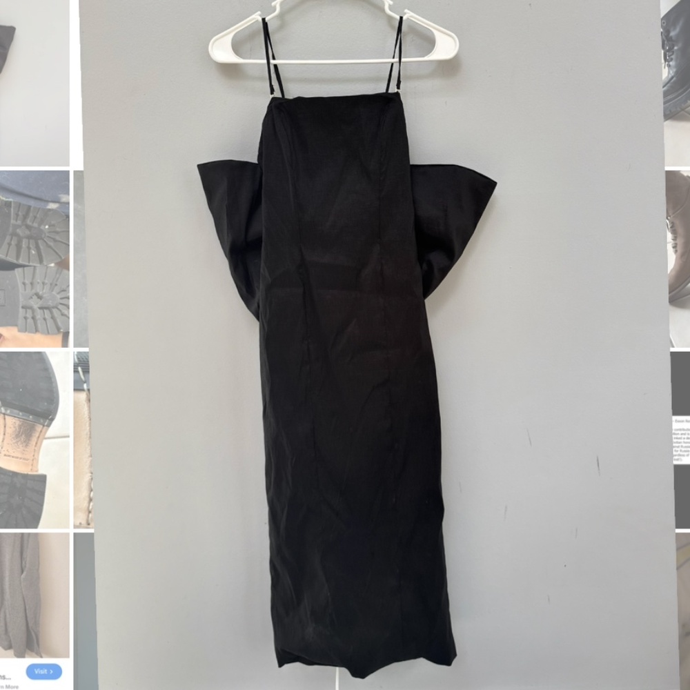 Lime Black Midi Bow Dress in XS